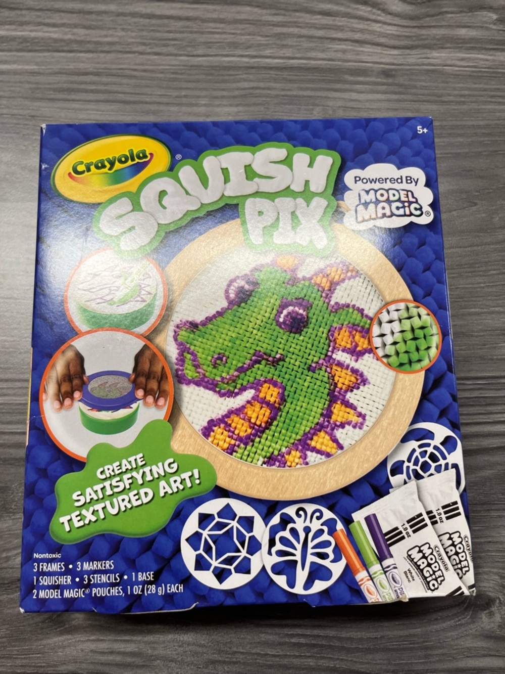 Crayola Squish Pix Textured Art Kit - Green & Purple Dinosaur Design